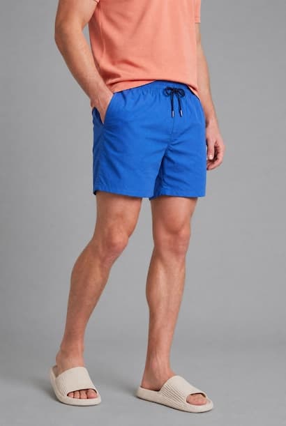 Elastic Draw Waist Blue Swim Shorts (4)