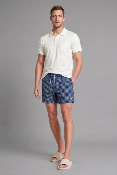 Plaid Navy Swim Shorts