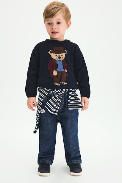 Baby Boy 100% Cotton Loose Fit Elastic Waist Jeans