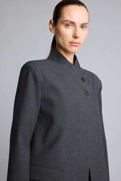 Regular Fit Cotton Stand Collar Blazer (3)