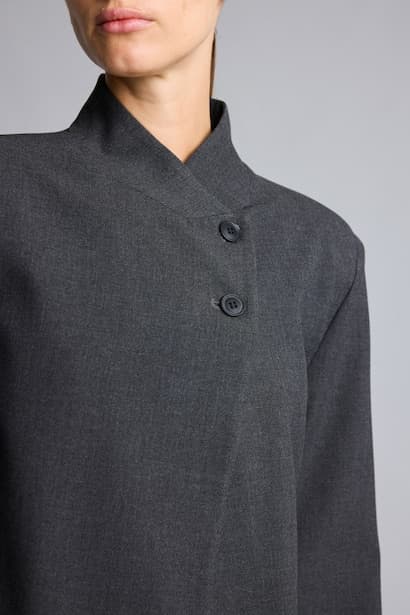 Regular Fit Cotton Stand Collar Blazer (4)