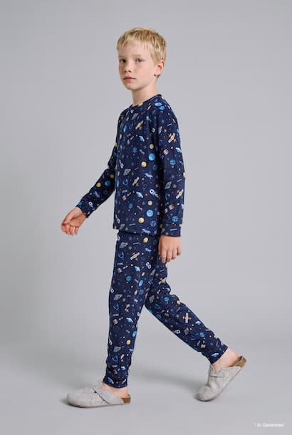 Space Print 2 Piece Pyjama Set Homewear (٣)