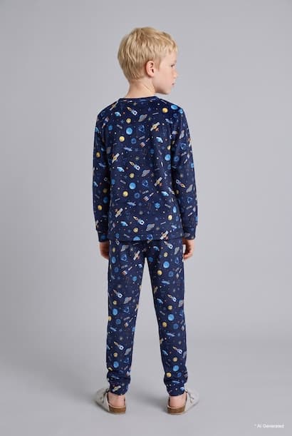 Space Print 2 Piece Pyjama Set Homewear (٤)