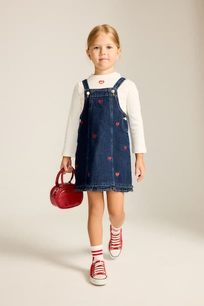 Baby Girl 100% Cotton Embroidered Denim Dress