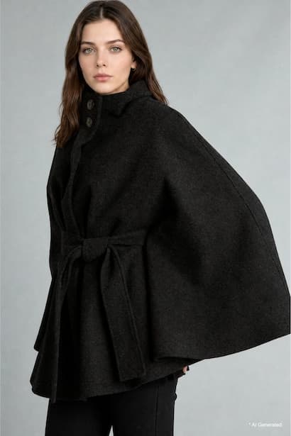 Buttoned Wool Blend Coat (4)
