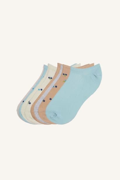 Woman Floral Invisible 7 Piece Cotton Sneaker Socks