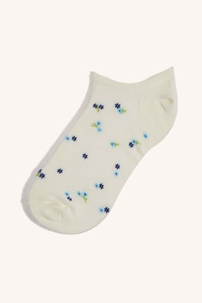 Woman Floral Invisible 7 Piece Cotton Sneaker Socks (3)
