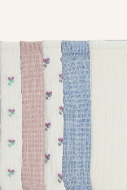 Woman Floral Invisible 5 Piece Cotton Sneaker Socks Bobby Socks (٤)