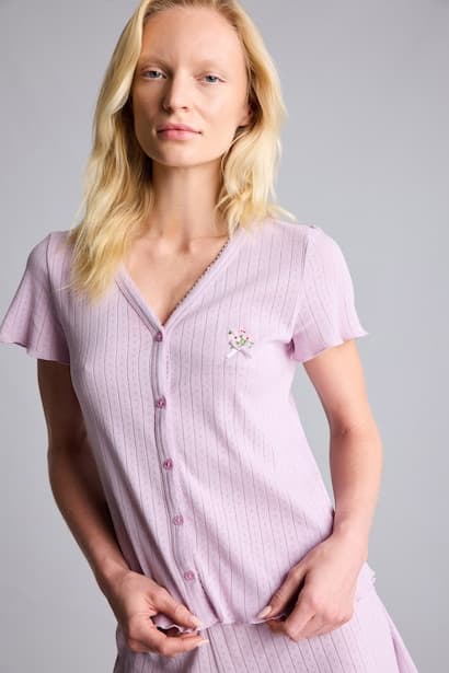 Regular Fit Short Sleeve Pyjama Set Homewear Set (٣)