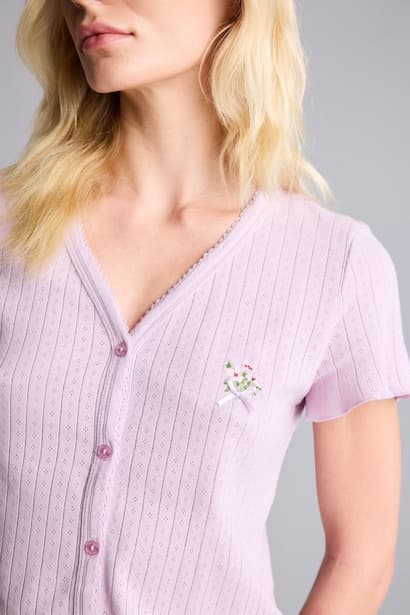 Regular Fit Short Sleeve Pyjama Set Homewear Set (٤)