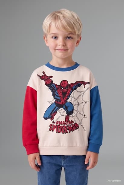 Baby Boy Marvel Spider Man Color Block Oversize Sweatshirt