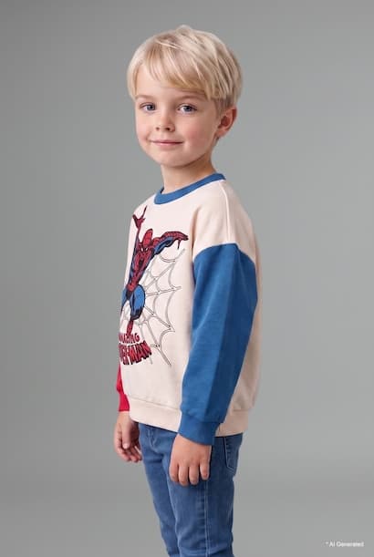 Baby Boy Marvel Spider Man Color Block Oversize Sweatshirt (٣)