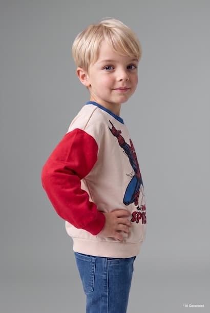 Baby Boy Marvel Spider Man Color Block Oversize Sweatshirt (٤)
