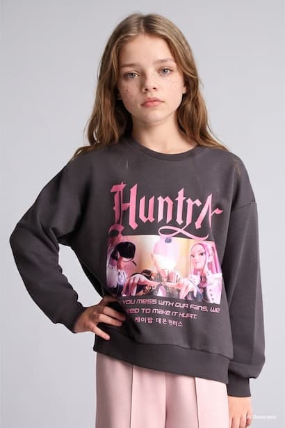 Girl Kpop - Demon Hunters Relax Fit Printed Sweatshirt (٣)
