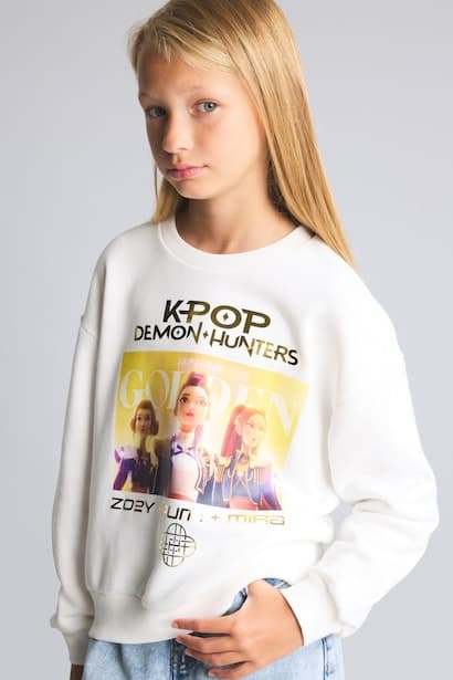 Girl Kpop Demon Hunters Print Relax Fit Sweatshirt
