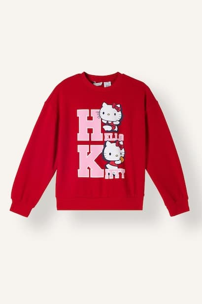 Girl Relaxed Fit Printed Hello Kitty Crew Neck Sweatshirt (٣)