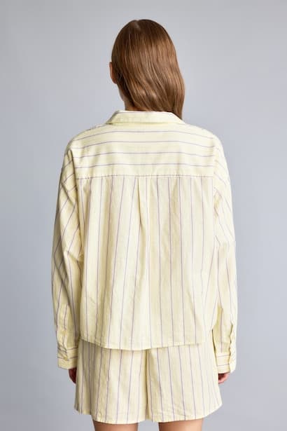 Regular Fit Striped Linen-Blend Long Sleeve Shirt (٤)