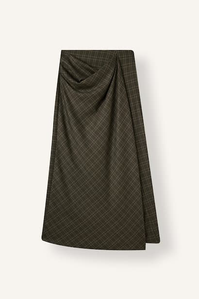 Regular Fit Mid-Rise Checked Skirt (٣)