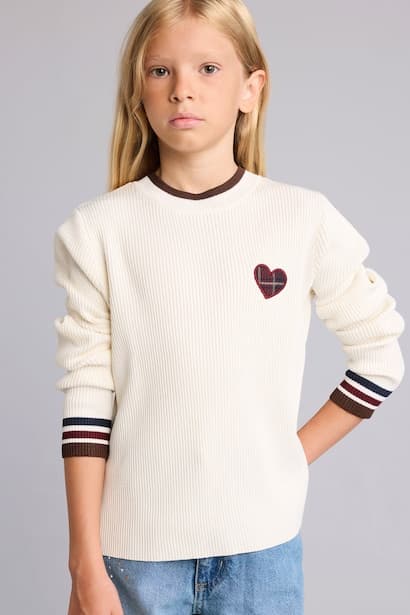 Girl Striped Heart Pullover