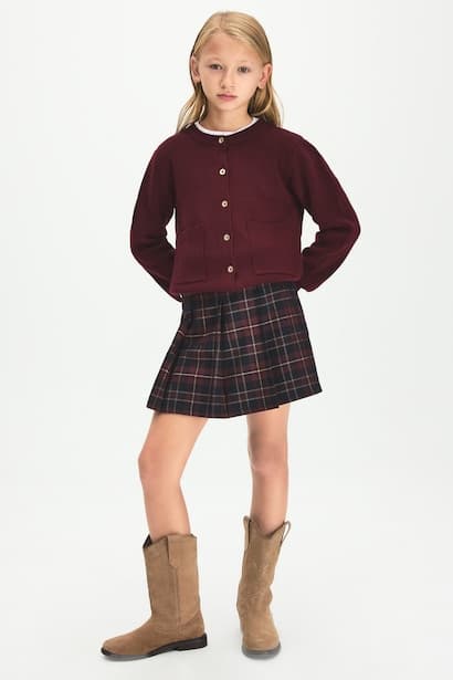 Girl Pleated Plaid Flannel Mini Skirt