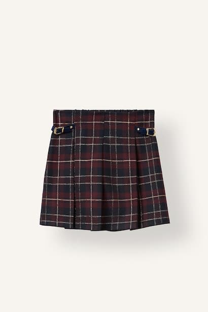 Girl Pleated Plaid Flannel Mini Skirt (3)