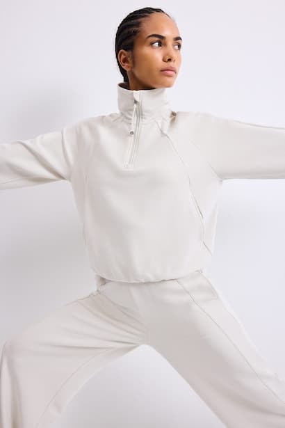 Half-Zip Waffle Texture Basic Sports Sweatshirt Sportswear (٣)