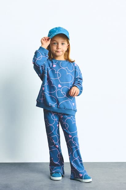 Baby Girl Heart Print Sweatshirt Sweatpants 2 Piece Set