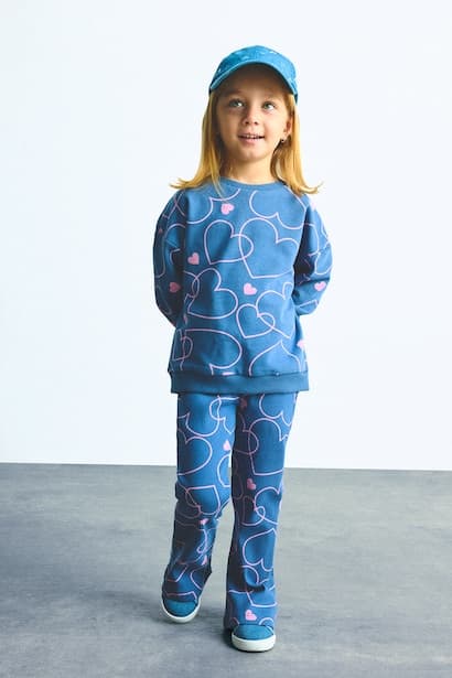 Baby Girl Heart Print Sweatshirt Sweatpants 2 Piece Set (3)