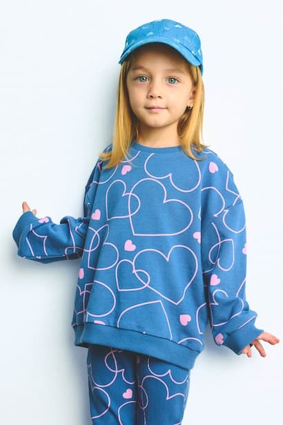 Baby Girl Heart Print Sweatshirt Sweatpants 2 Piece Set (4)