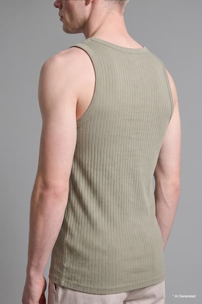Regular Fit Embroidered Ribbed Top Tank Tops (٣)