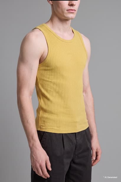 Regular Fit Embroidered Crew Neck Ribbed Tank Top (٤)