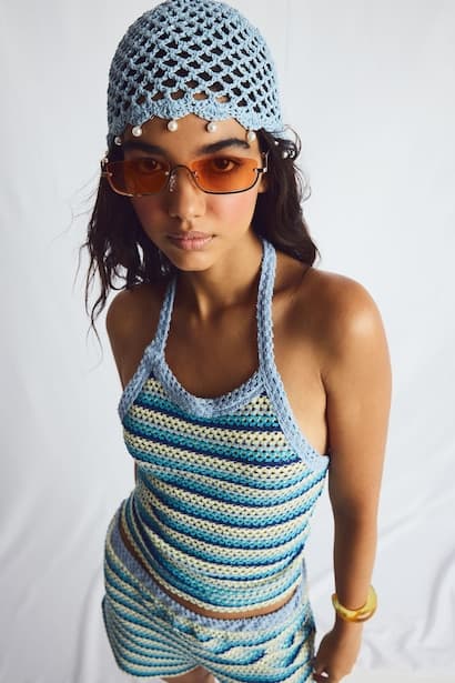 Fitted Halter Neck Jacquard Top Tank Top & Crop Top (٤)