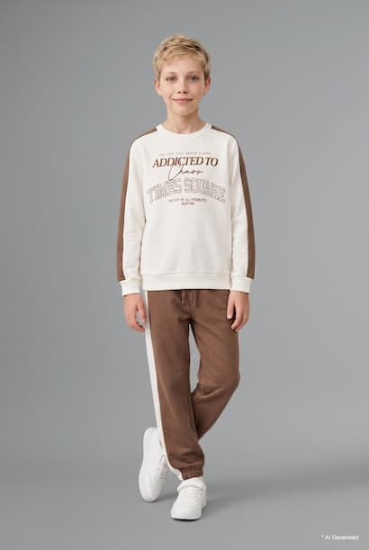 Boy Printed Crew Neck Sweatshirt and Jogger Sweatpants Set