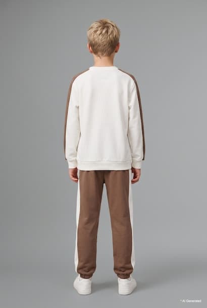 Boy Printed Crew Neck Sweatshirt and Jogger Sweatpants Set (٣)
