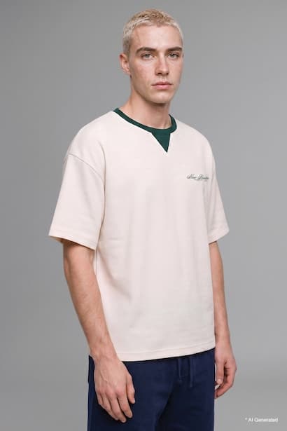100% Cotton Boxy Fit Green Short Sleeve Crew Neck T-Shirt