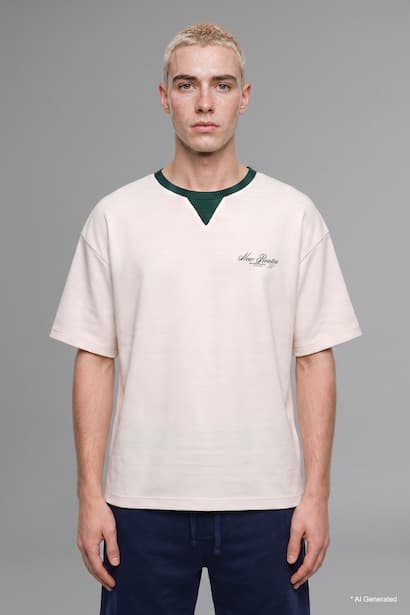100% Cotton Boxy Fit Green Short Sleeve Crew Neck T-Shirt (٣)