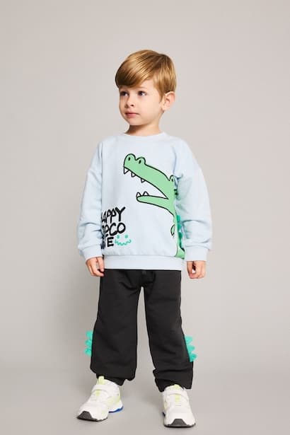 Baby Boy 2-Piece 100% Cotton Crocodile Print Sweatshirt Set