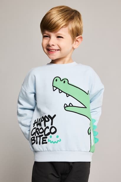 Baby Boy 2-Piece 100% Cotton Crocodile Print Sweatshirt Set (٣)