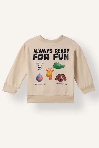 Baby Boy 100% Cotton Oversize Animal Print Lightweight Sweatshirt Fleece Lining (4)