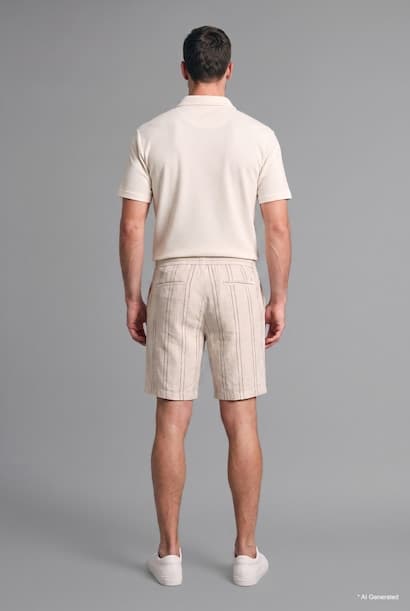 Relaxed Fit Striped 100% Cotton Bermuda Shorts (٤)