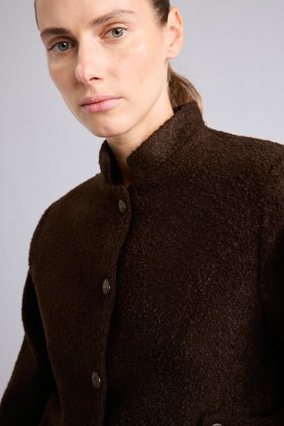 Button-Up Tweed Stand Collar Jacket (4)