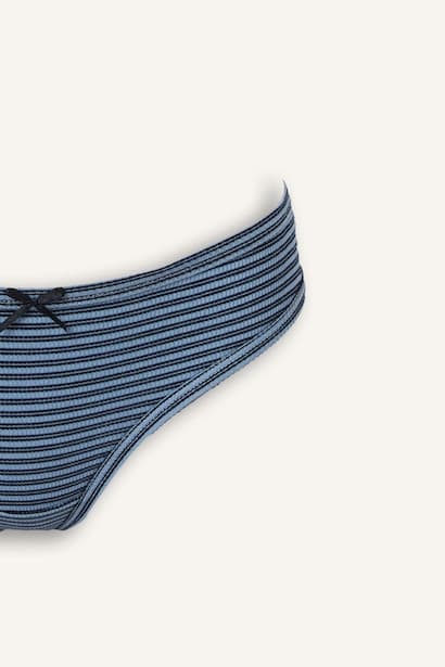 Striped Ribbed Briefs with Bow Detail Underwear (٣)