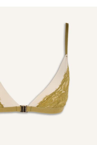 Lace Triangle Bra without Pads with Front Clip Underwear (٣)