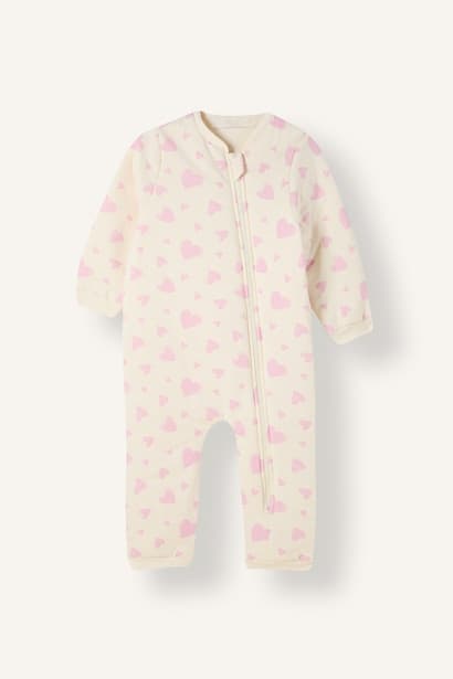 Baby Girl 100% Cotton 1.6 TOG Heart Patterned Sleeping Jumpsuit