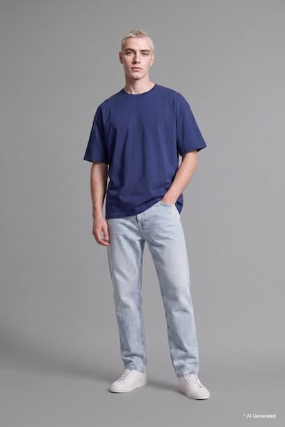 Straight Fit 100% Cotton Ice Blue Trousers Denims