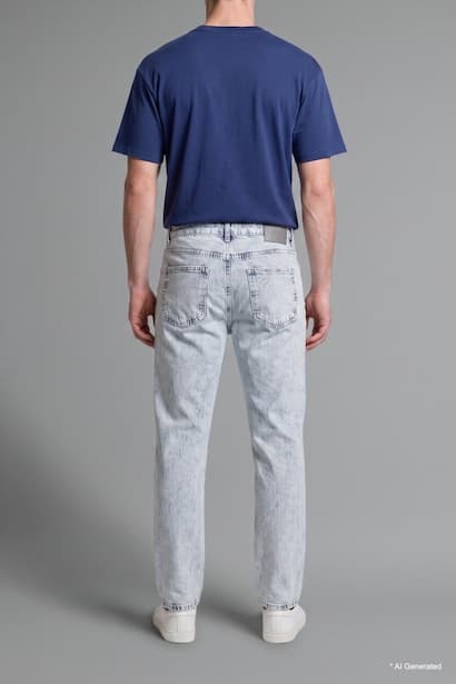 Straight Fit 100% Cotton Ice Blue Trousers Denims (٤)