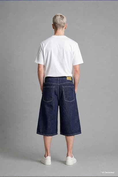 100% Cotton Super Baggy Fit Jorts Short (٣)