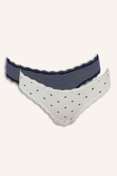 Lace Detail Patterned 2 Piece Panties Underwear