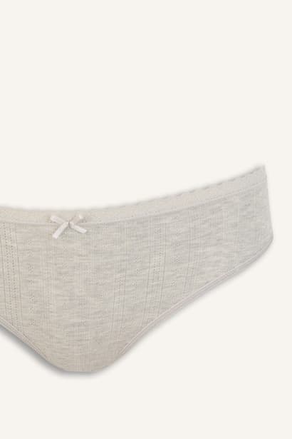3-Pack 100% Cotton Openwork Briefs with Lace and Bow Details Underwear (٤)