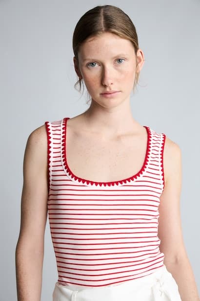 Slim Fit U-Neck Ribbed Striped Top (3)